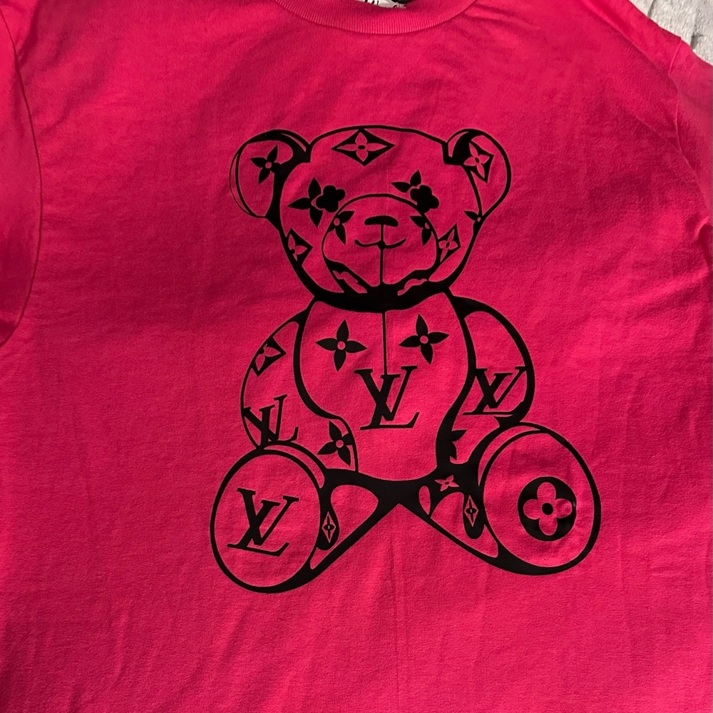 ✨PINK/BLACK FASHION TEDDY BEAR SHORT SLEEVE T-SHIRT MED. Custom made!
